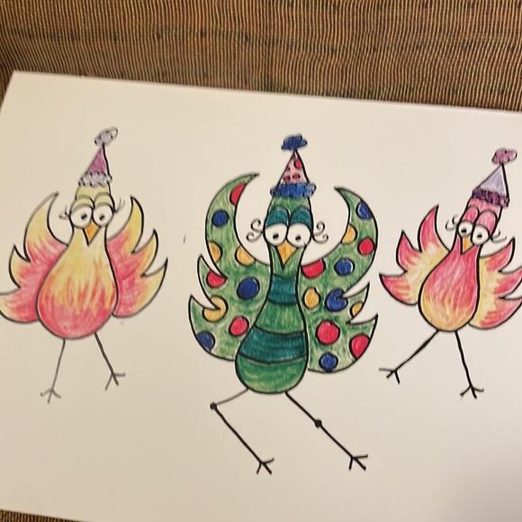 5 Printed Art Birthday Cards Fr My Strange Birds Collection Blank Inside - Picture 2 of 2
